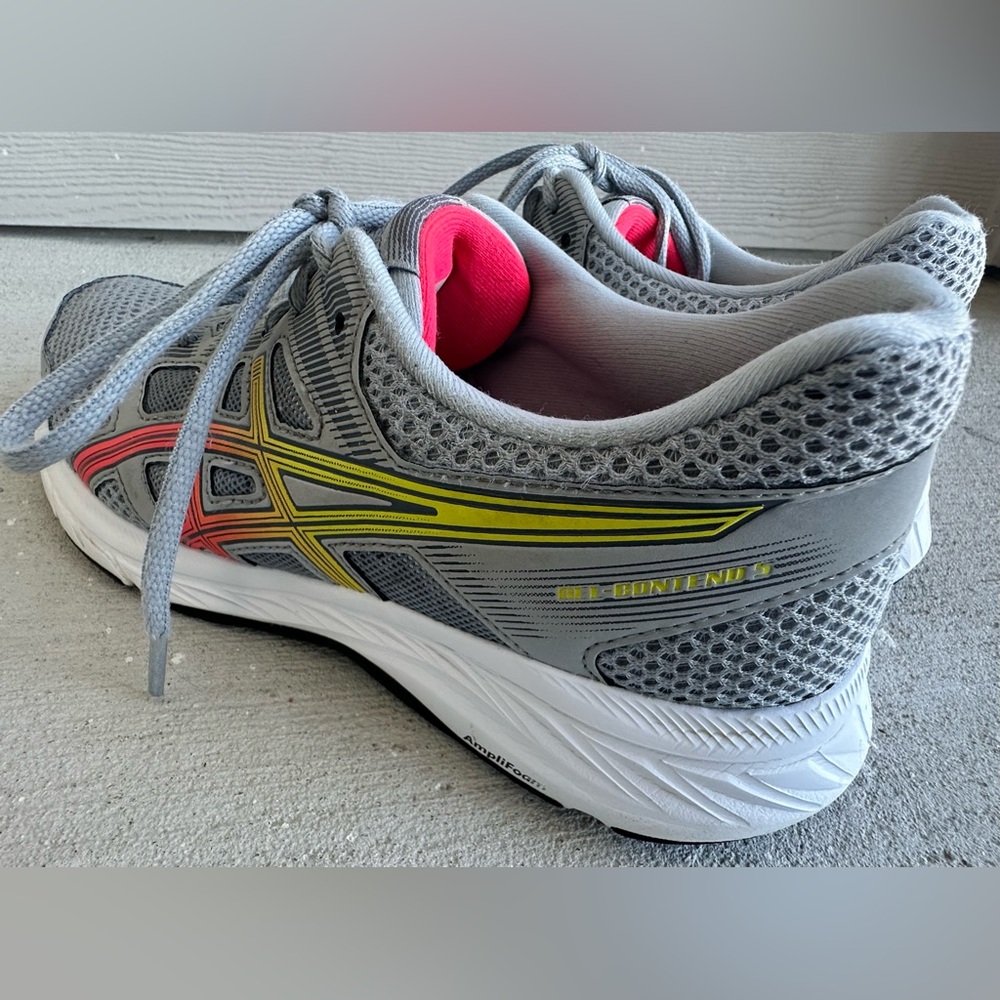 ASICS Women’s Light Gray Mesh Athletic Shoes with Red and Yellow Accents - Picture 5 of 10